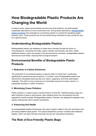 How Biodegradable Plastic Products Are Changing the World
