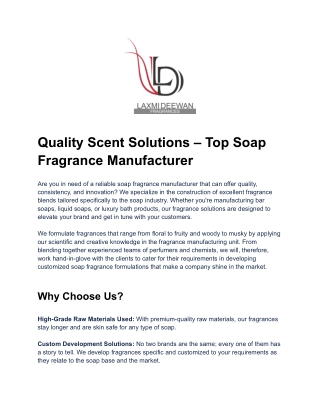 Quality Scent Solutions – Top Soap Fragrance Manufacturer