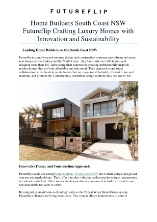 Home Builders South Coast NSW  Futureflip