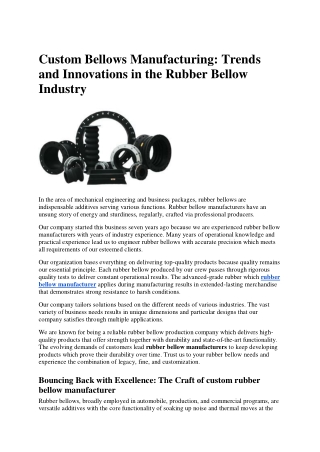 Custom Bellows Manufacturing