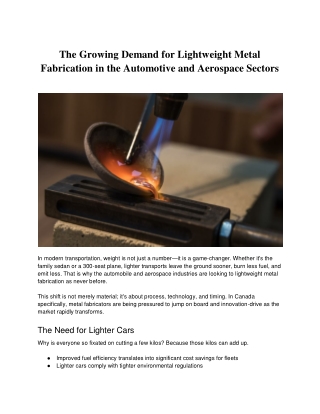 The Growing Demand for Lightweight Metal Fabrication in the Automotive and Aerospace Sectors