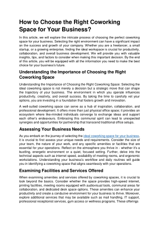 How to Choose the Right Coworking Space for Your Business