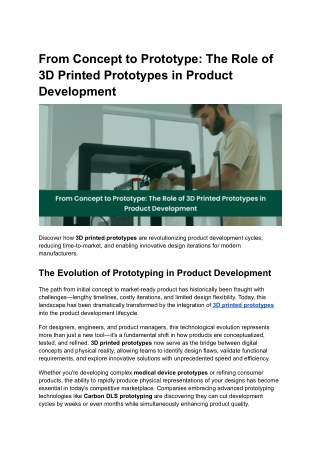 from concept to prototype the role of 3d printed