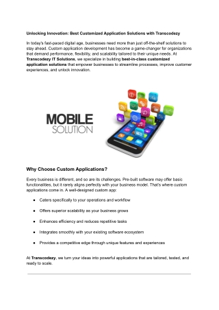 Unlocking Innovation_ Best Customized Application Solutions with Transcodezy