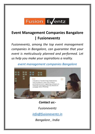 Event Management Companies Bangalore  Fusioneventz