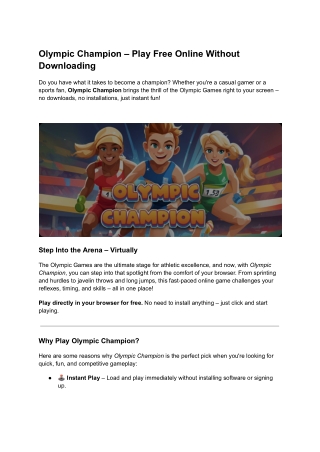 Olympic Champion – Play Free Online Without Downloading