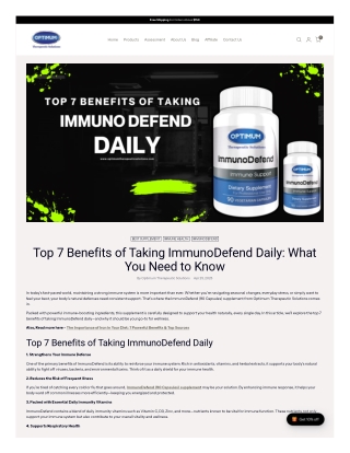 Top 7 Benefits of Taking ImmunoDefend Daily