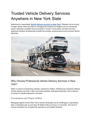 trusted vehicle delivery services anywhere