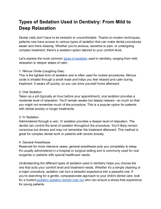 Types of Sedation Used in Dentistry_ From Mild to Deep Relaxation