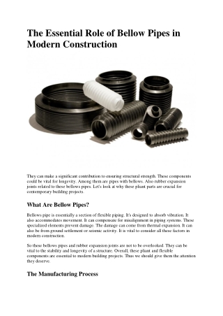 The Essential Role of Bellow Pipes in Modern Construction