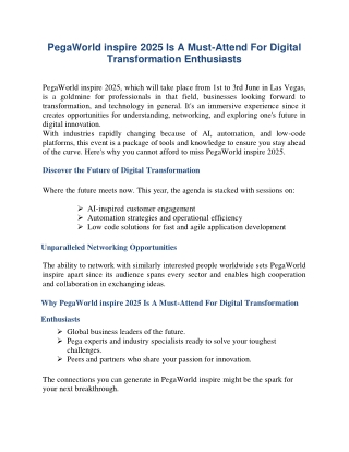 pegaworld inspire 2025 is a must attend