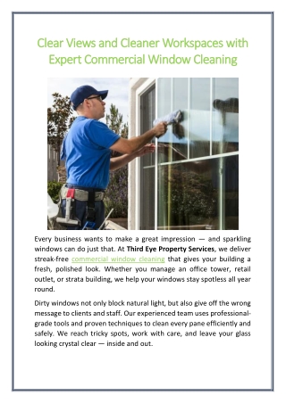 Clear Views and Cleaner Workspaces with Expert Commercial Window Cleaning