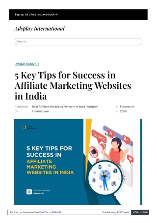 5 Key Tips for Success in Affiliate Marketing Websites in India