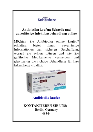 Antibiotika kaufen Schnelle und zuverlässige Infektionsbehandlung online