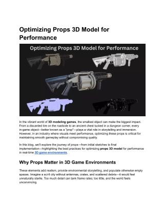 Optimizing Props 3D Model for Performance