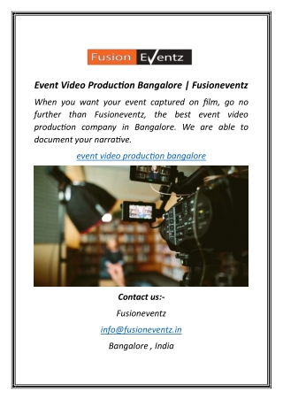 Event Video Production Bangalore​  Fusioneventz