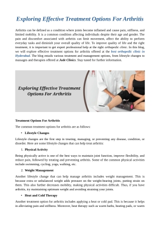 Exploring Effective Treatment Options For Arthritis