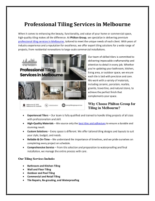 Professional Tiling Services in Melbourne