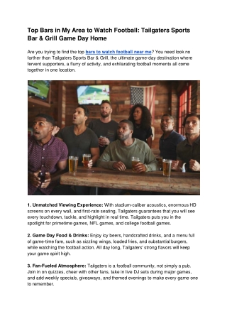 Top Bars in My Area to Watch Football_ Tailgaters Sports Bar & Grill Game Day Home