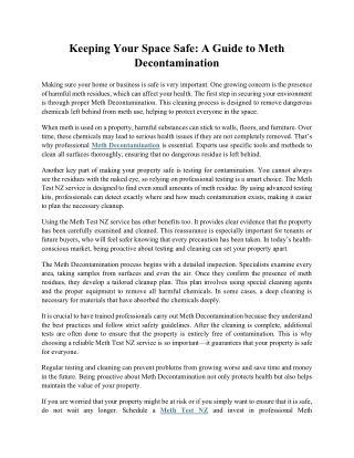 Keeping Your Space Safe A Guide to Meth Decontamination