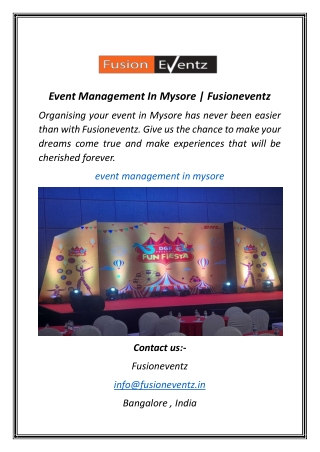 Event Management In Mysore  Fusioneventz