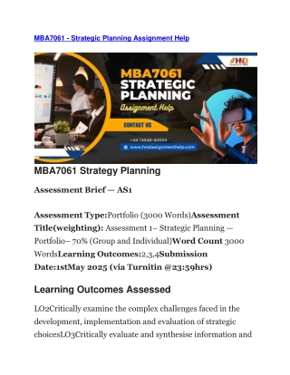 MBA7061 - Strategic Planning Assignment Help