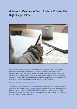 4 Ways to Overcome Exam Anxiety Finding the Right Help Online