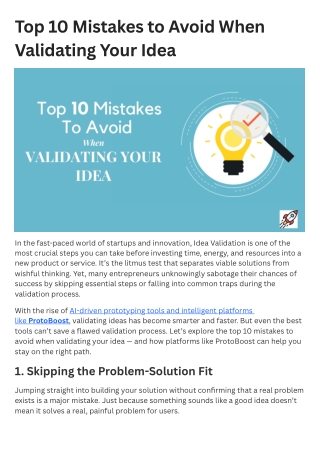 Top 10 Mistakes to Avoid When Validating Your Idea