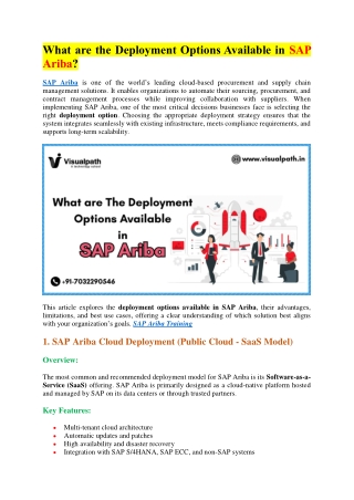 The SAP Ariba Online Training - SAP Ariba Online Training in India