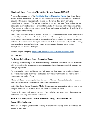 Distributed Energy Generation Market