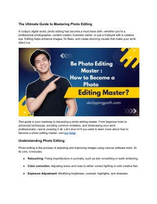 Master Photo Retouching | Steps to Become a Photo Editing Expert