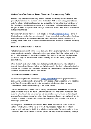 Kolkata’s Coffee Culture_ From Classic to Contemporary Cafés
