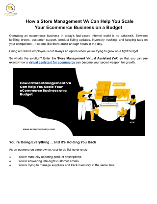 How a Store Management VA Can Help You Scale Your Ecommerce Business on a Budget