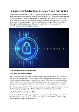 7 Cybersecurity Tips For Digital Creators to Protect Their Content