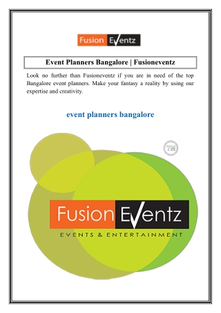Event Planners Bangalore  Fusioneventz