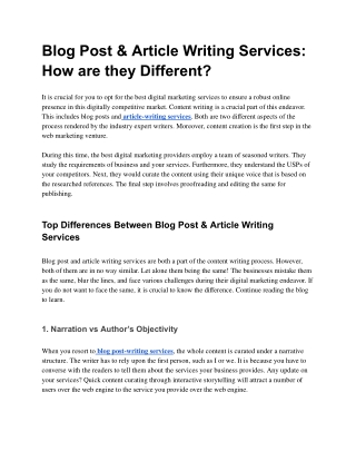 Blog Post & Article Writing Services: How are they Different?