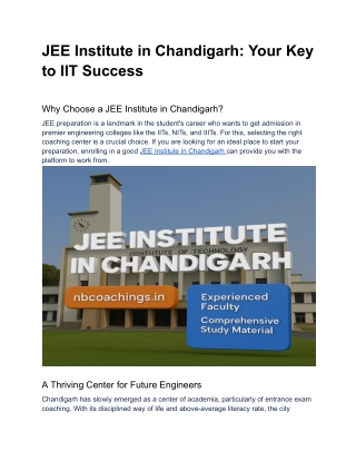 JEE Institute in Chandigarh_ Your Key to IIT Success