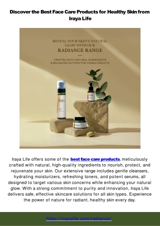 Glow Up Naturally with the Best Face Care Products and Face Creams for Radiant Skin