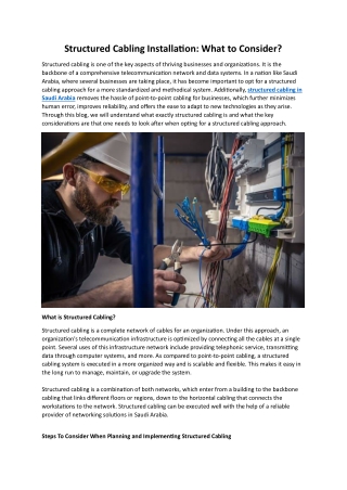 Structured Cabling Installation What to Consider