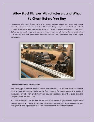 Alloy Steel Flanges Manufacturers and What to Check Before You Buy