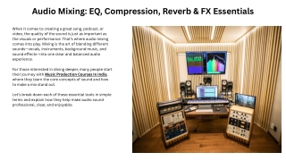 Audio Mixing EQ, Compression, Reverb & FX Essentials