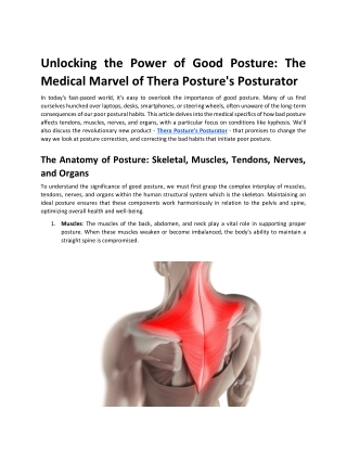 Unlocking the Power of Good Posture_ The Medical Marvel of Thera Posture's Posturator