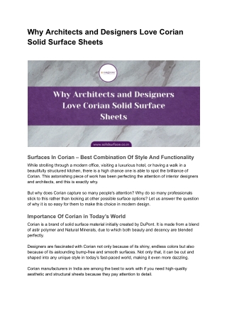 why architects and designers love corian solid