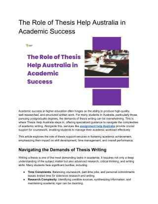 The Role of Thesis Help Australia in Academic Success