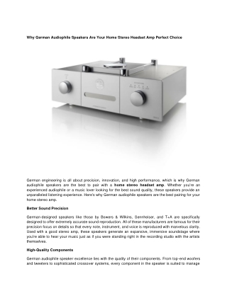 Why German Audiophile Speakers Are Your Home Stereo Headset Amp Perfect Choice