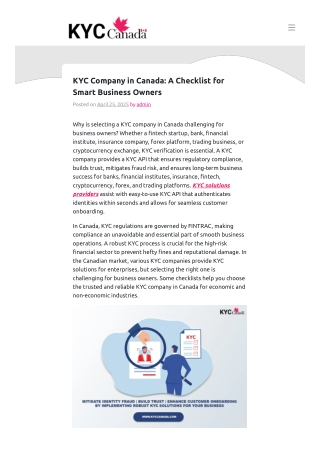 KYC Company in Canada: A Checklist for Smart Business Owners