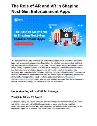 The Role of AR and VR in Shaping Next-Gen Entertainment Apps