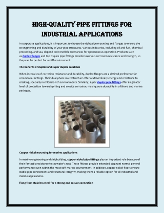 High-quality pipe fittings for industrial applications