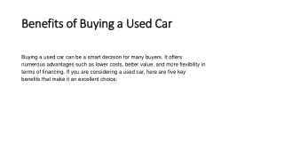Benefits of Buying a Used Car