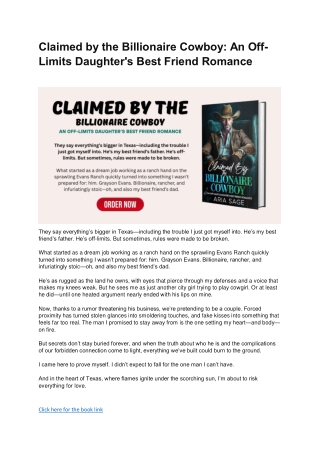 Claimed by the Billionaire Cowboy: An Off-Limits Daughter's Best Friend Romance